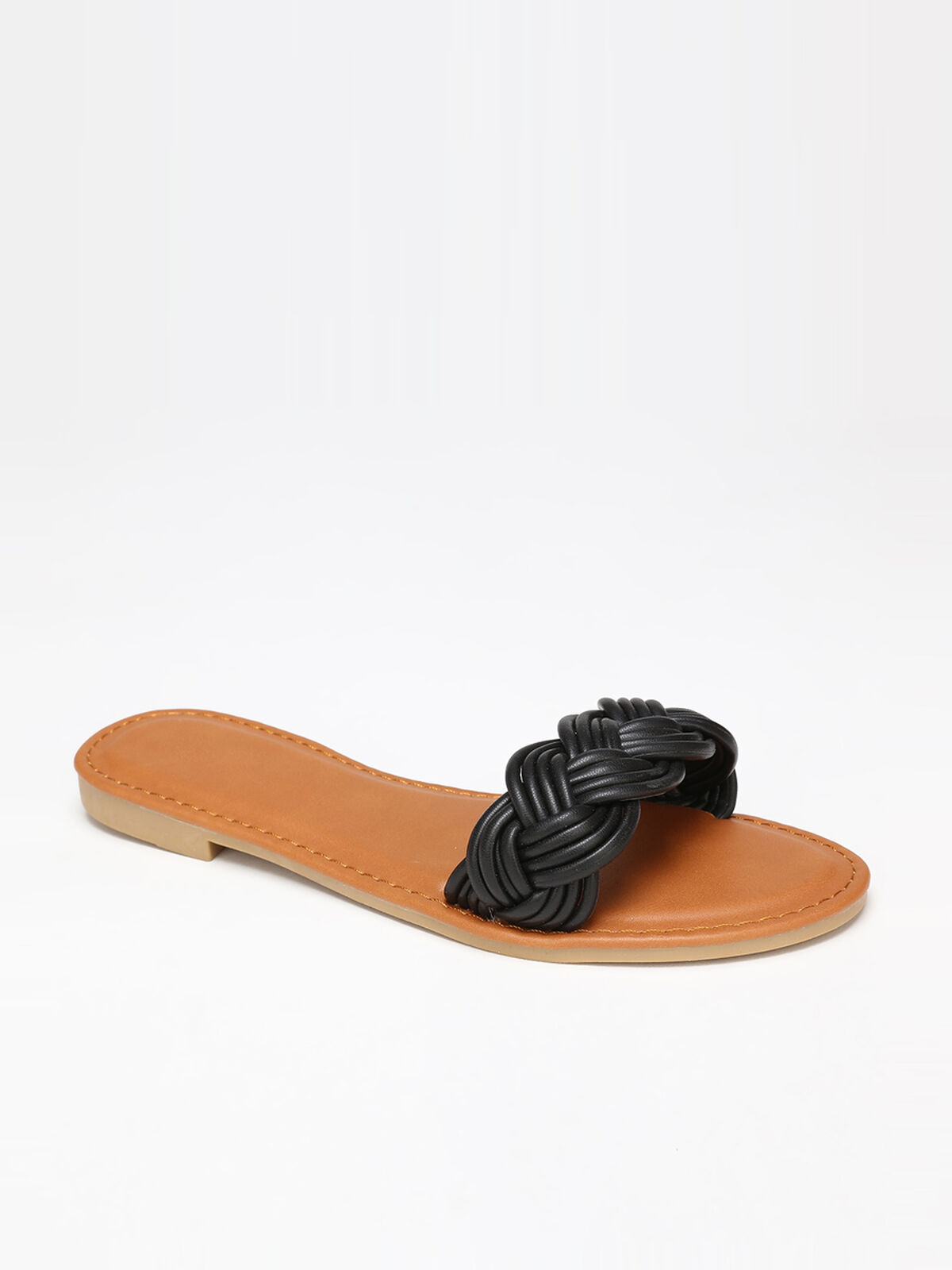 Mules à bride tressée- Noir