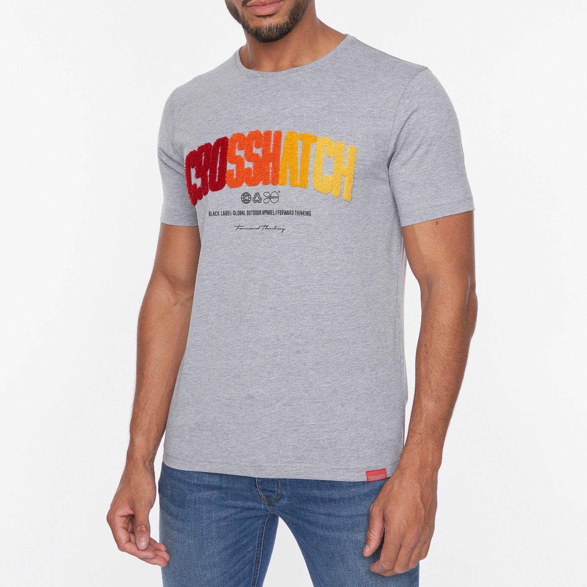 Crosshatch CH Flocked T Shirt Mens
