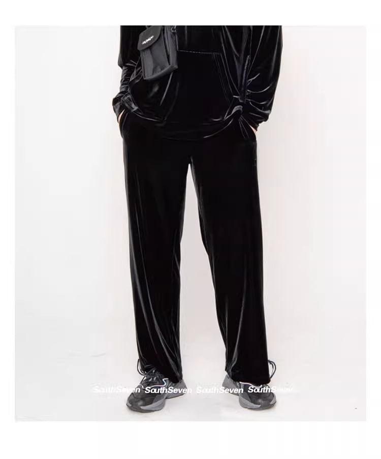 DragonRoad - Fluwelen joggingbroek met hoge taille en wijde pijpen