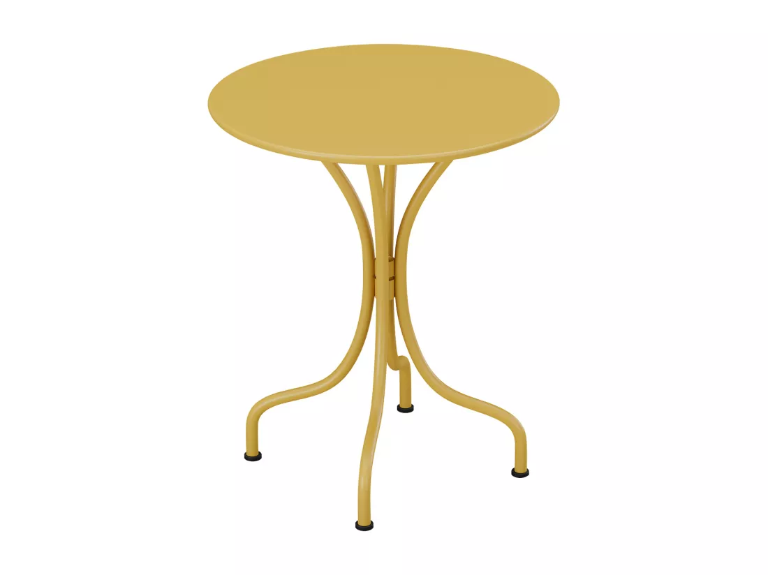 Table de jardin ronde D.60 cm en métal - Jaune moutarde - MIRMANDE de MYLIA