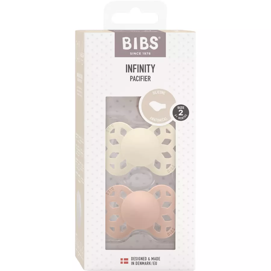 BIBS® Schnuller Infinity anatomischer Sauger 6-18 Monate Ivory & Blush 2 Stk.