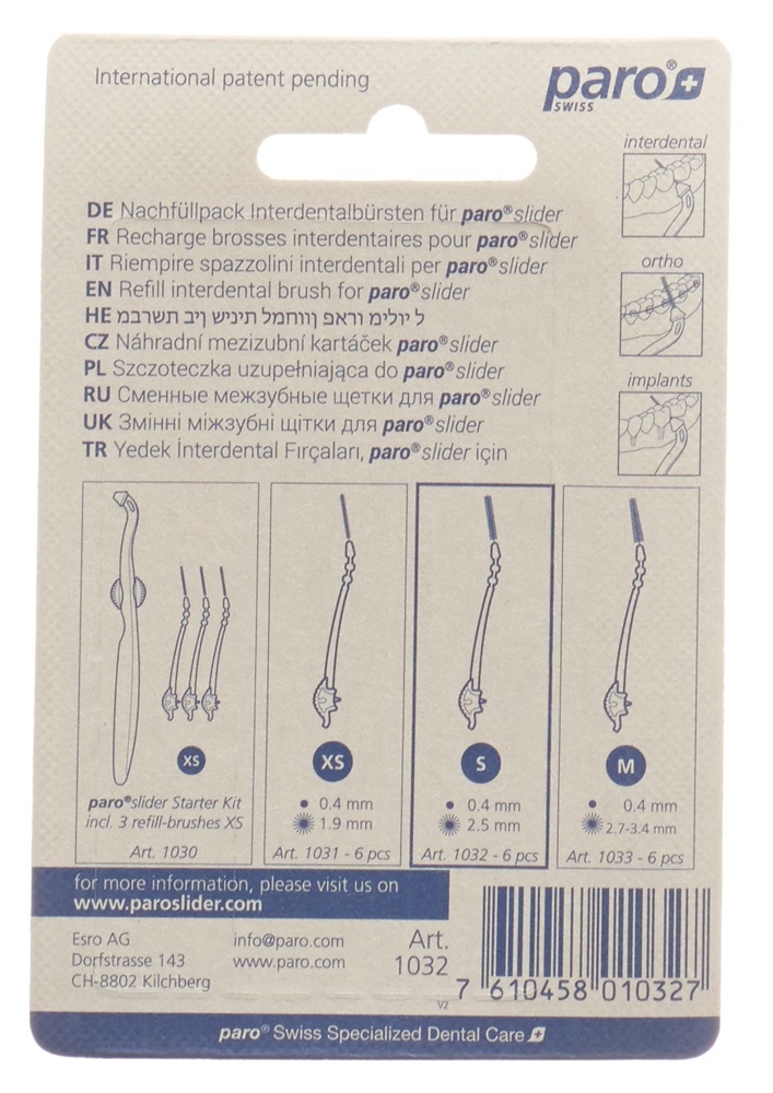 PARO slider refill-brushes<br>6 Stück, S