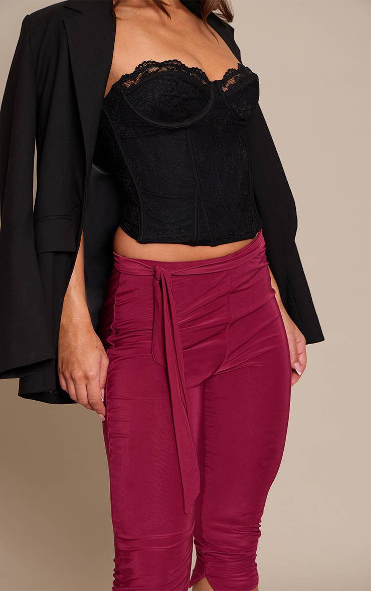 Prune Legging Capri À Taille Enveloppante Double Épaisseur