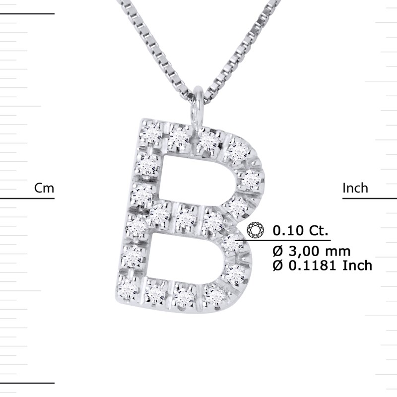Collier ALPHABET Diamants 0,10 Cts  LETTRE 