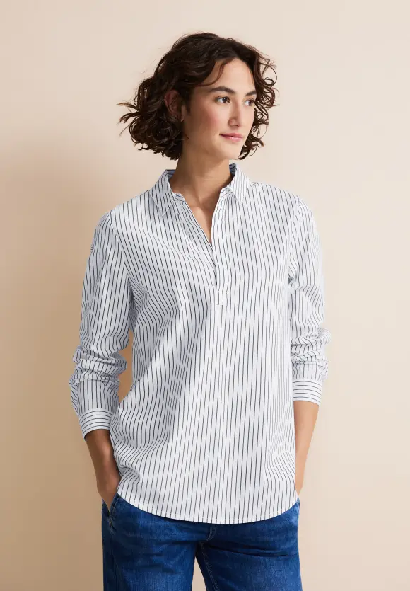 Gestreifte Longbluse - off white