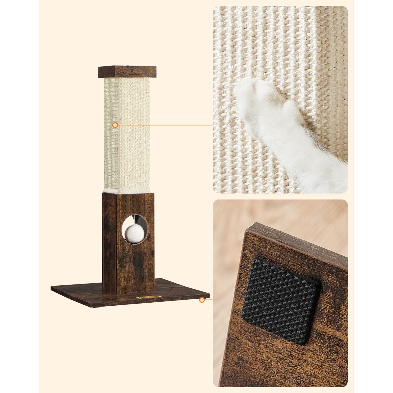 FEANDREA Katzenkratzbaum Kratzsäule 73cm braun