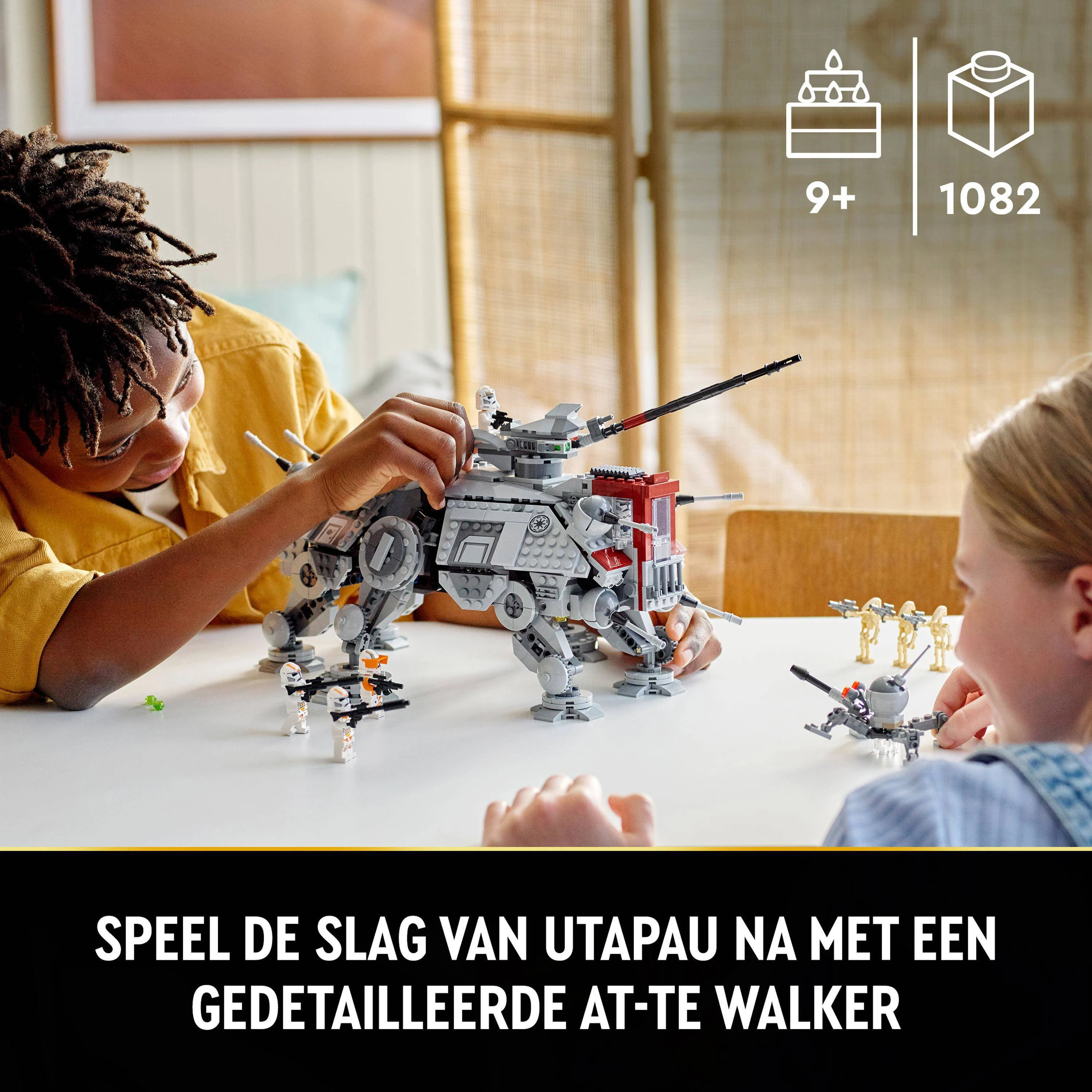 LEGO AT-TE Walker Verstelbaar Model met Clone Troopers en Droid Figuren 75337