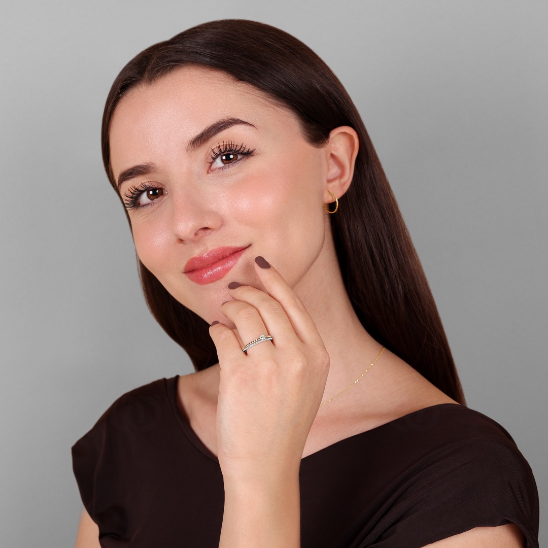 Ring 750/18 K Rosé-/ Weissgold mit Diamanten 0.06 ct H/si