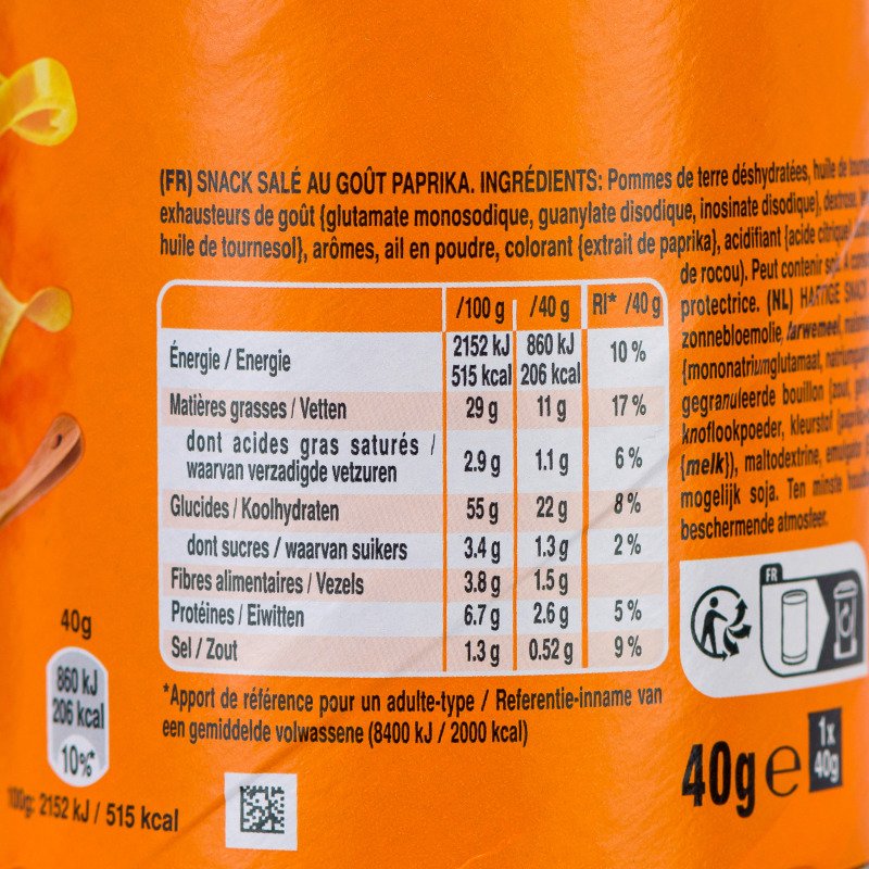 Pringles paprika - Boîte de 40 g