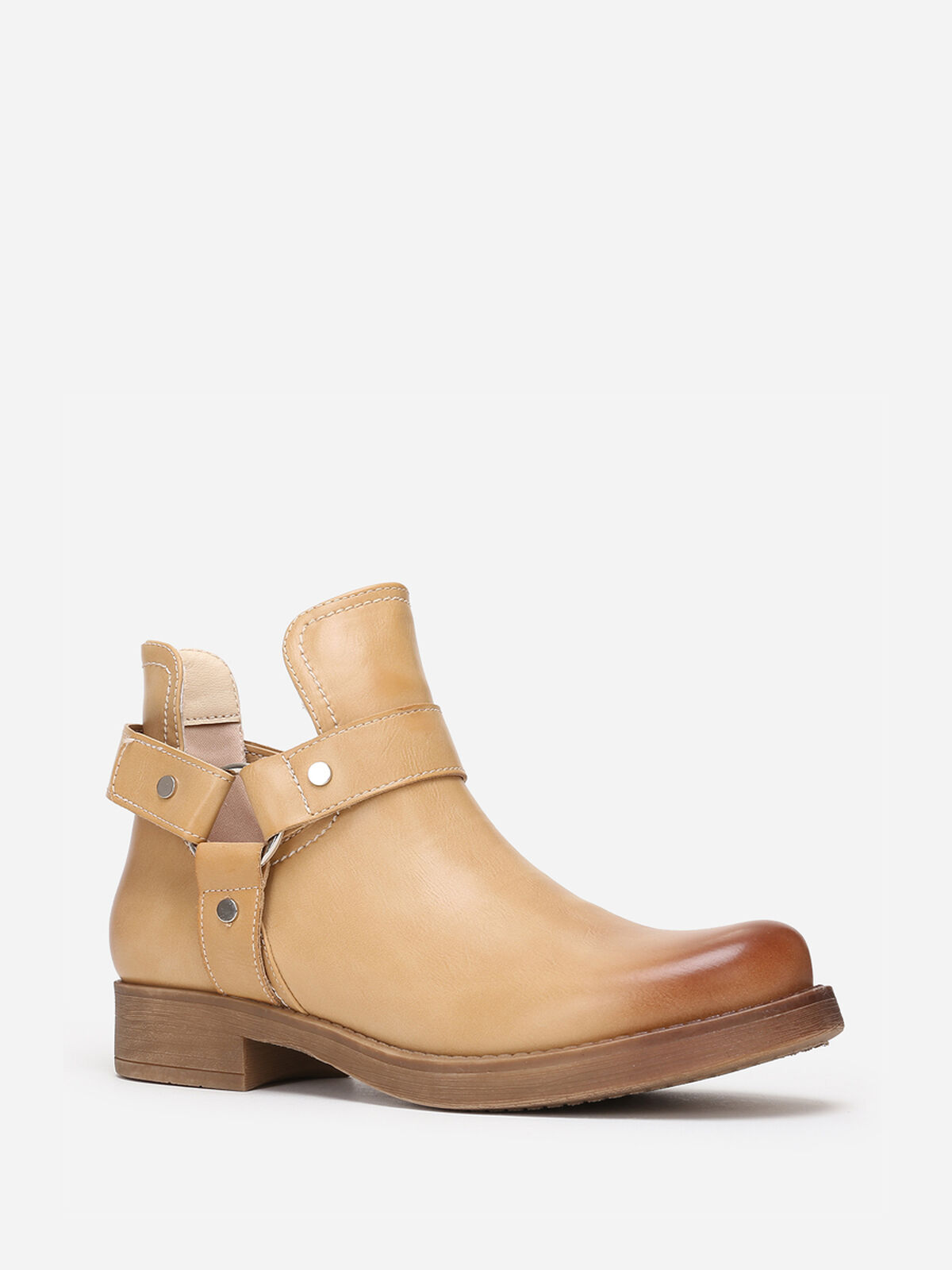 Bottines ajourées avec brides- Beige