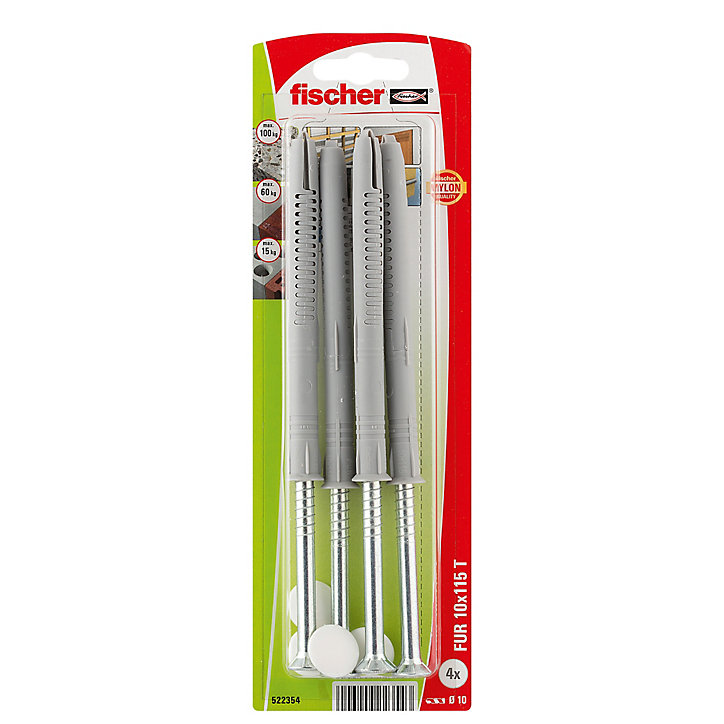 4 chevilles d'expansion pour charge moyenne Fischer 10x120mm