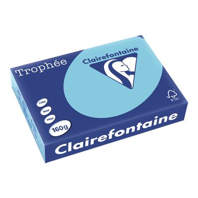 Clairefontaine Trophée - Papier couleur - A4 (210 x 297 mm) - 160 g/m² - Ramette de 250 feuilles - bleu alizé