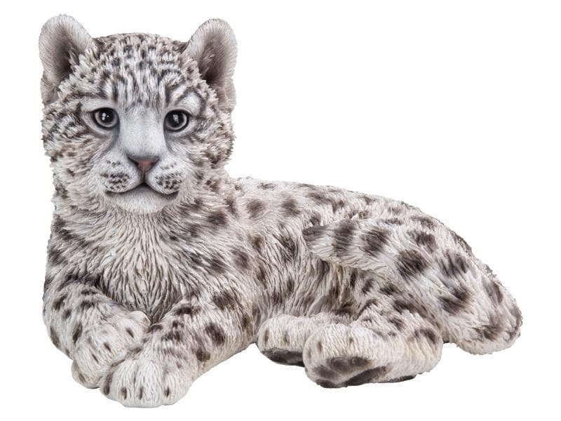 Vivid Arts Dekofigur Schneeleopard liegend Süsse Tiere für den Garten