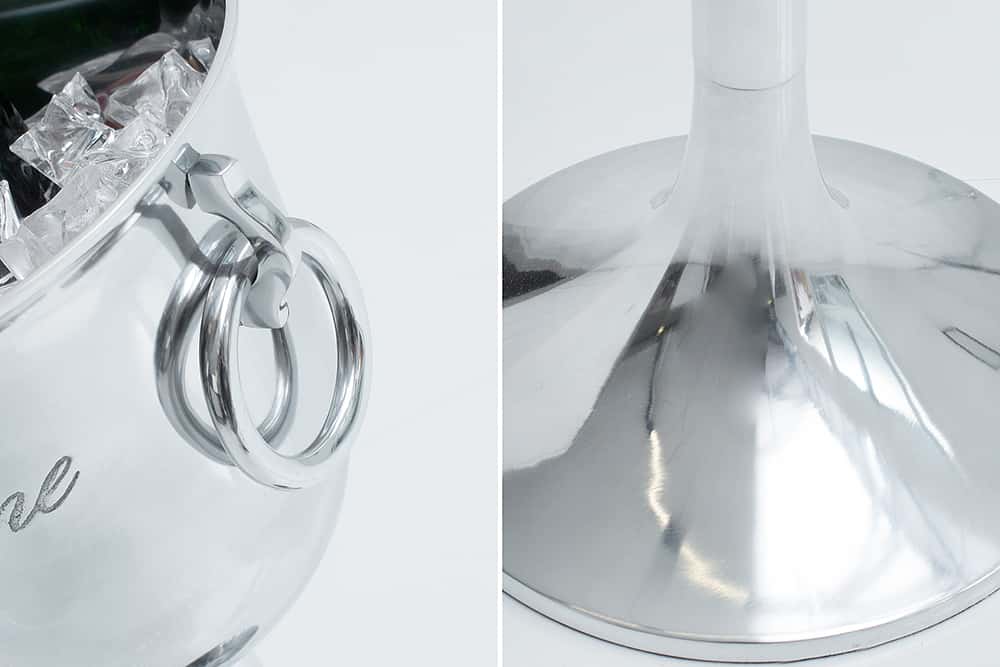 Eleganter Sektkühler CHAMPAGNE 75cm silber poliert Flaschenkühler