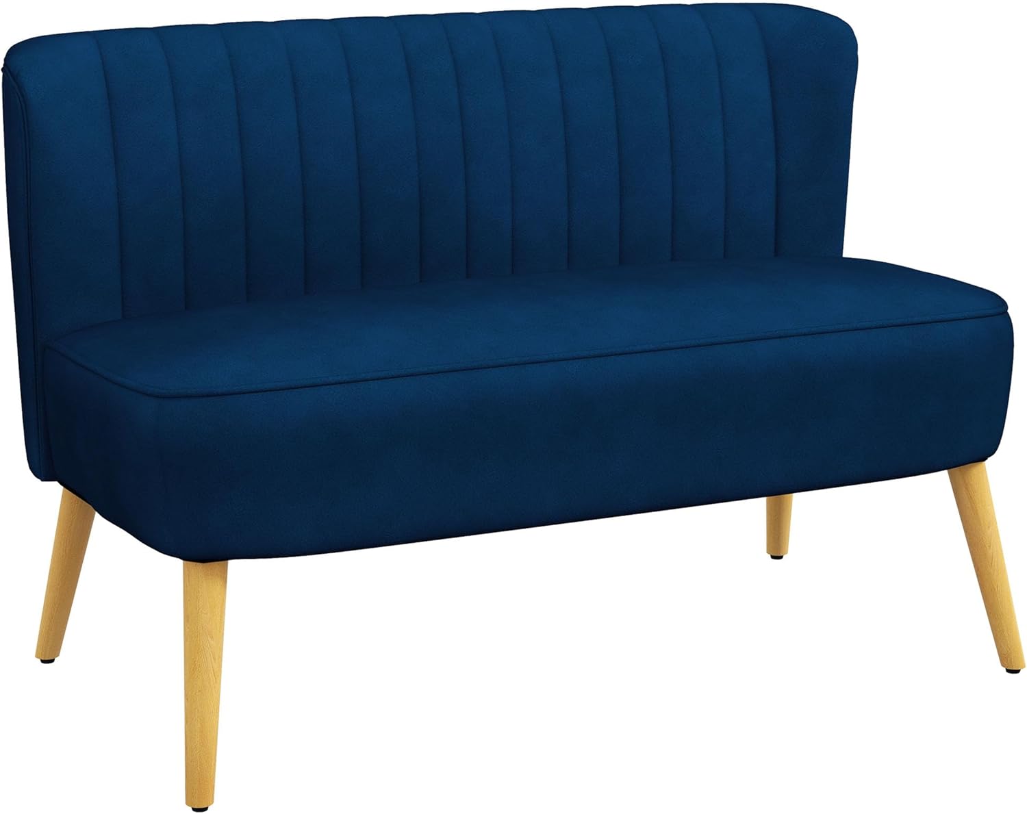 HOMCOM Sofa 2 Sitzer Couch, Kleine Loveseat mit Samt-Optik Modern Polstersofa für Wohnzimmer, Schlafzimmer, kleinen Raum, Dunkelblau 117 x 56,5 x 77 cm