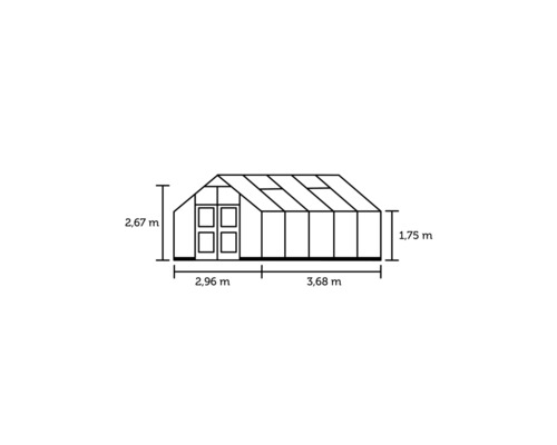 JULIANA Premium Kas 10,9 m² 3 mm Veiligheidsglas 296 x 368 cm Aluminium