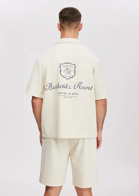 Overhemd met print resort off-white (CREME.L)