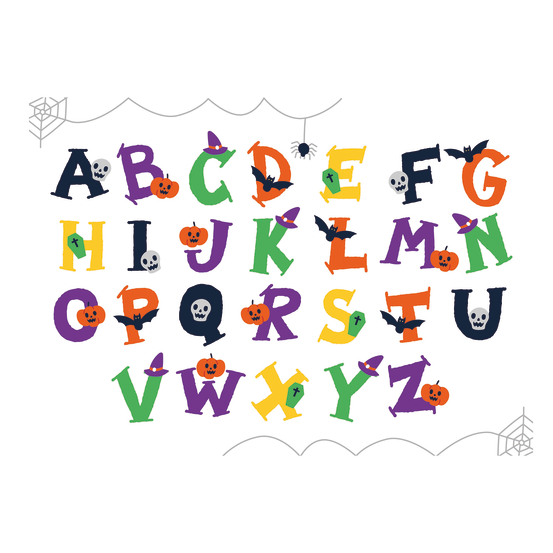Gommettes Lettres de l'alphabet pour Halloween L 16.0 l 22.0 cm