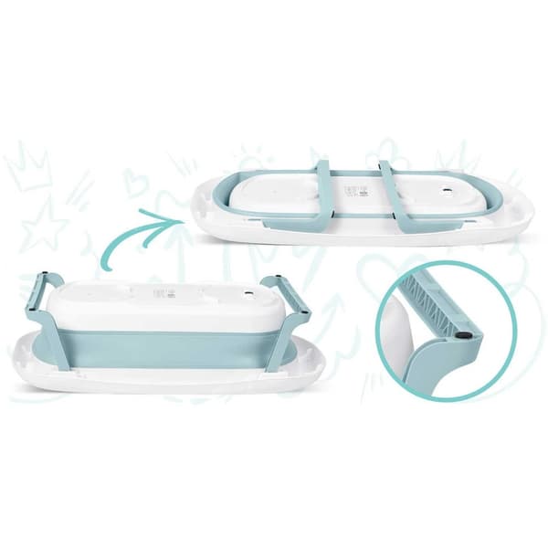 Babybadekar med termometer RK-282 Hvit/Blå