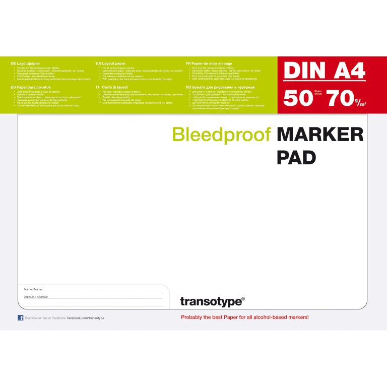 Bleedproof Marker Pad, 70 g/m²