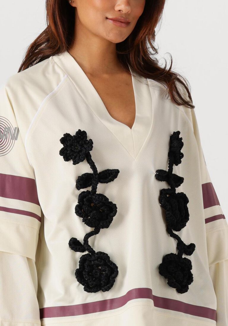 ecru ganni top cycora jersey oversized long sleeve