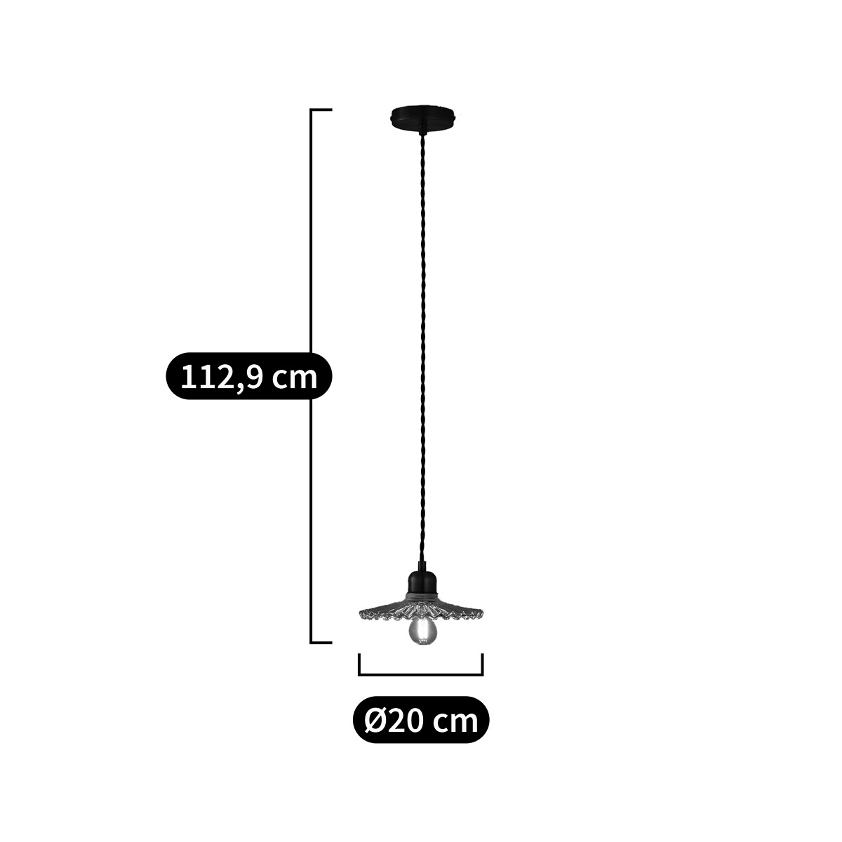 LA REDOUTE INTERIEURS<br>Luminária pendente em latão e vidro canelado Ø20 cm, Iloa