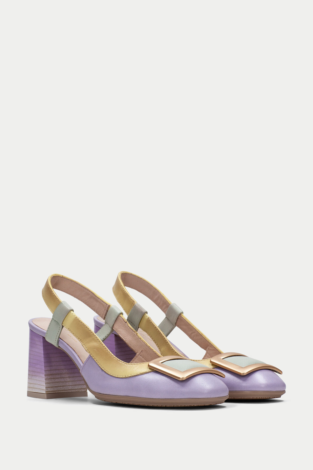 Sapato slingback australiano tricolor - Multicolorido
