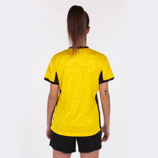 Camiseta Joma Toletum II preta e amarela de manga curta