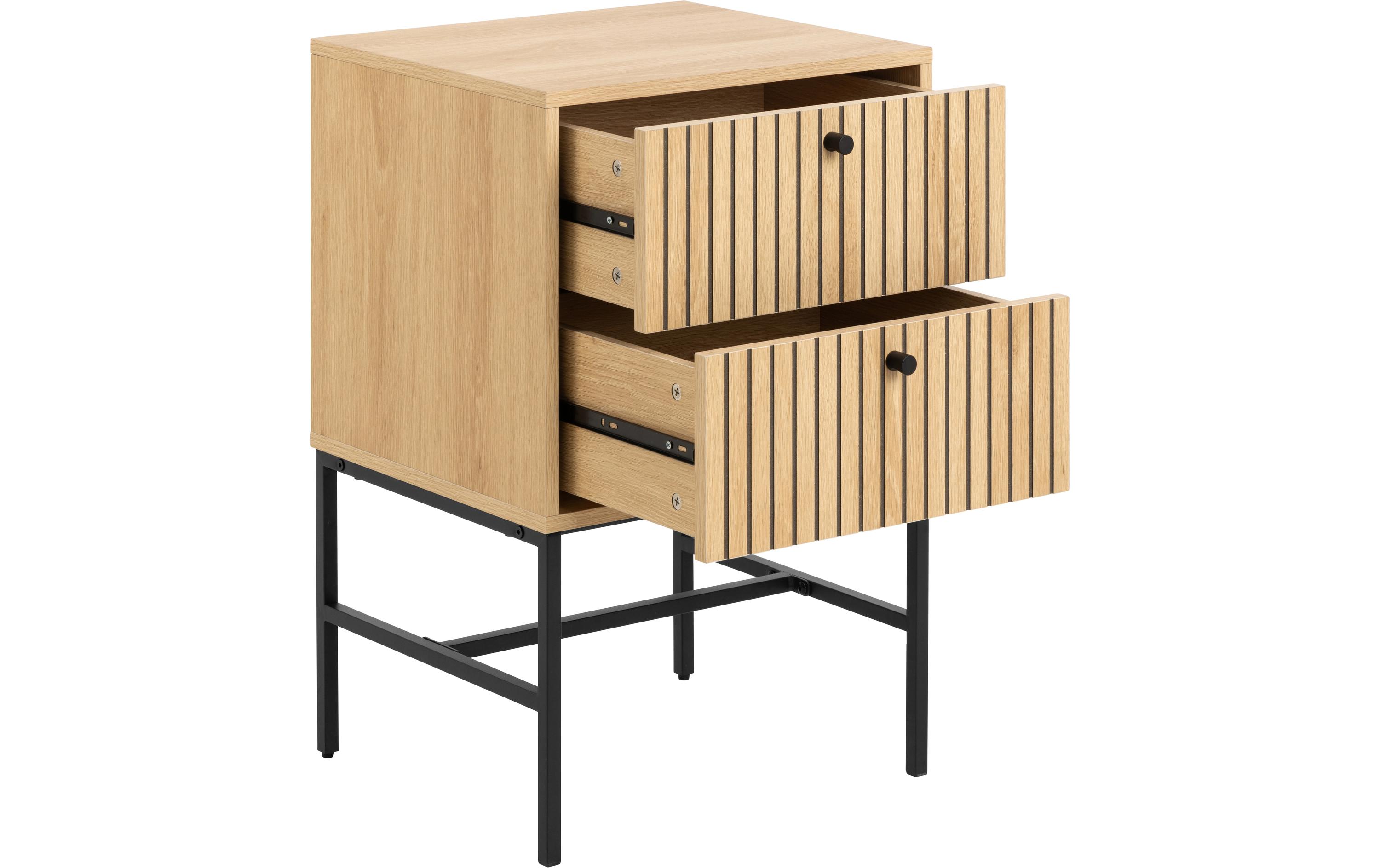 Nachttisch Albany 45.6 x 70 cm, Braun<br>Rechteckiger Nachttisch mit Lamellenfront