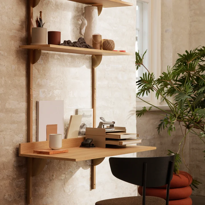 Ferm Living - Sector Schreibtisch, Eiche / Messing