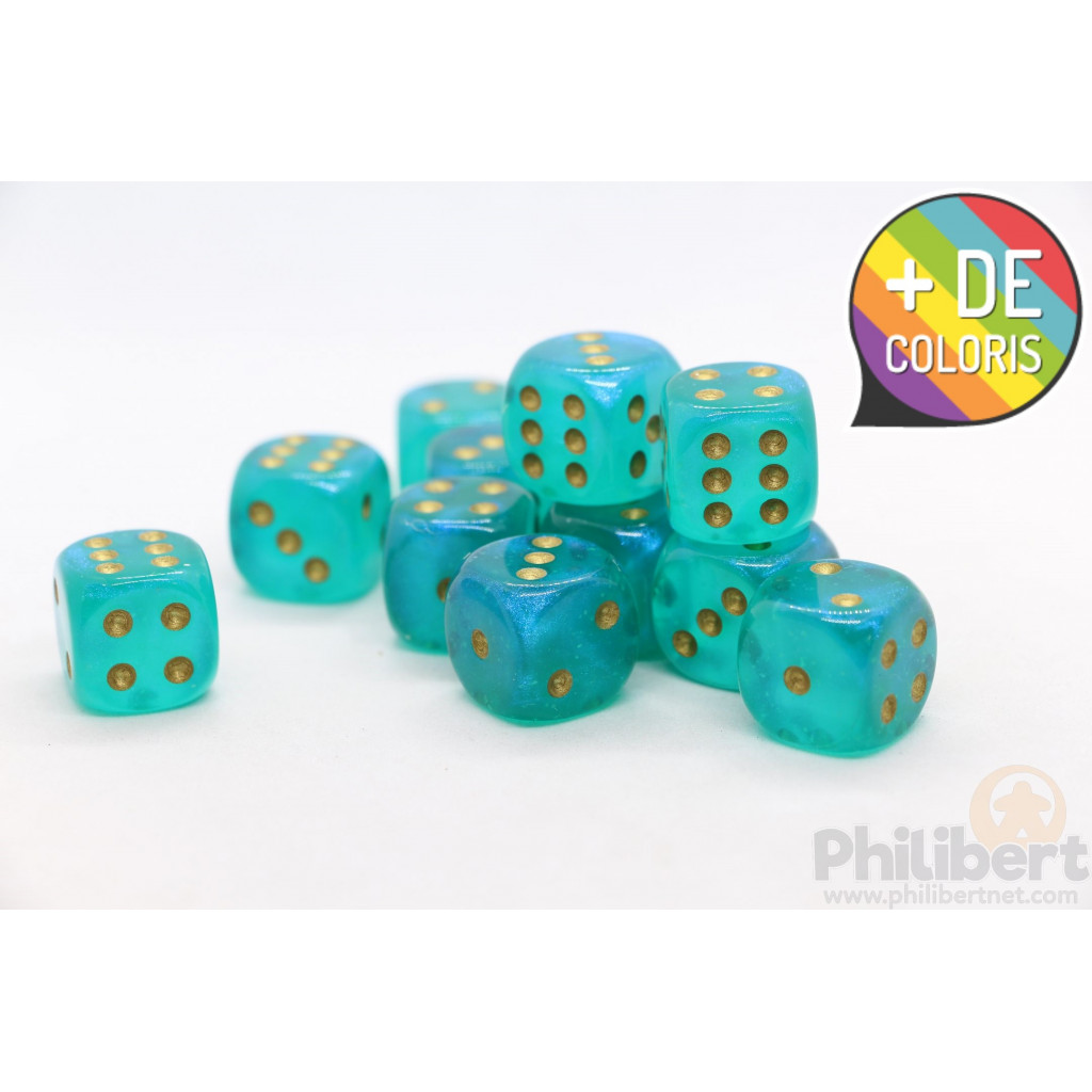 Set de 12 Dés 6 Faces Chessex : Borealis