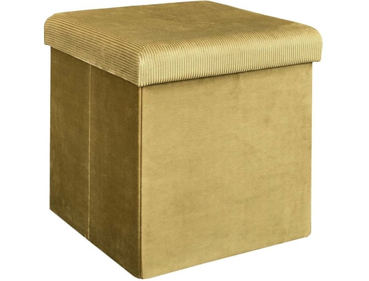 THE HOME DECO FACTORY - Pouf coffre de rangement velours côtelé giullia moutarde