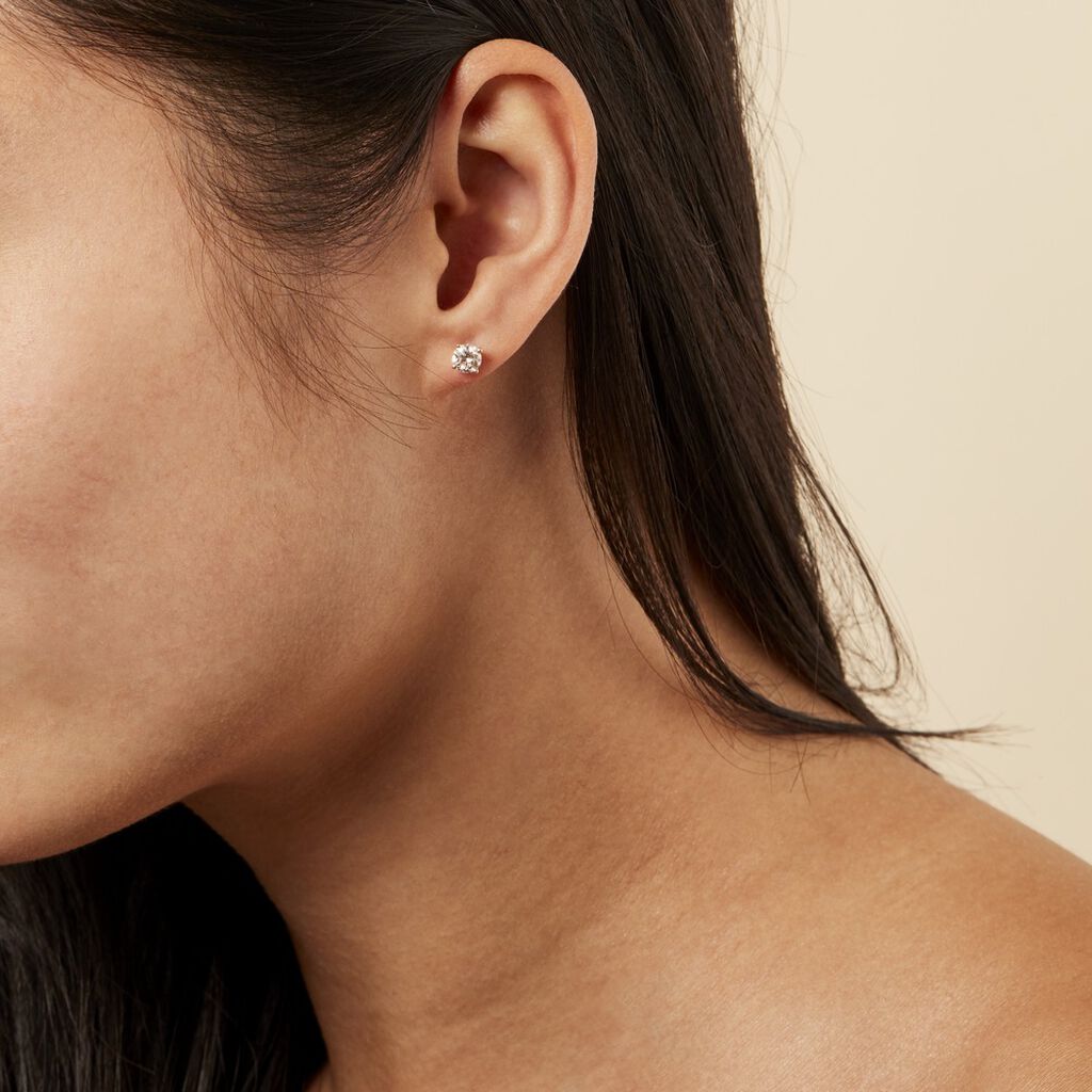 Boucles D'oreilles Puces Victoria Or Jaune Diamant