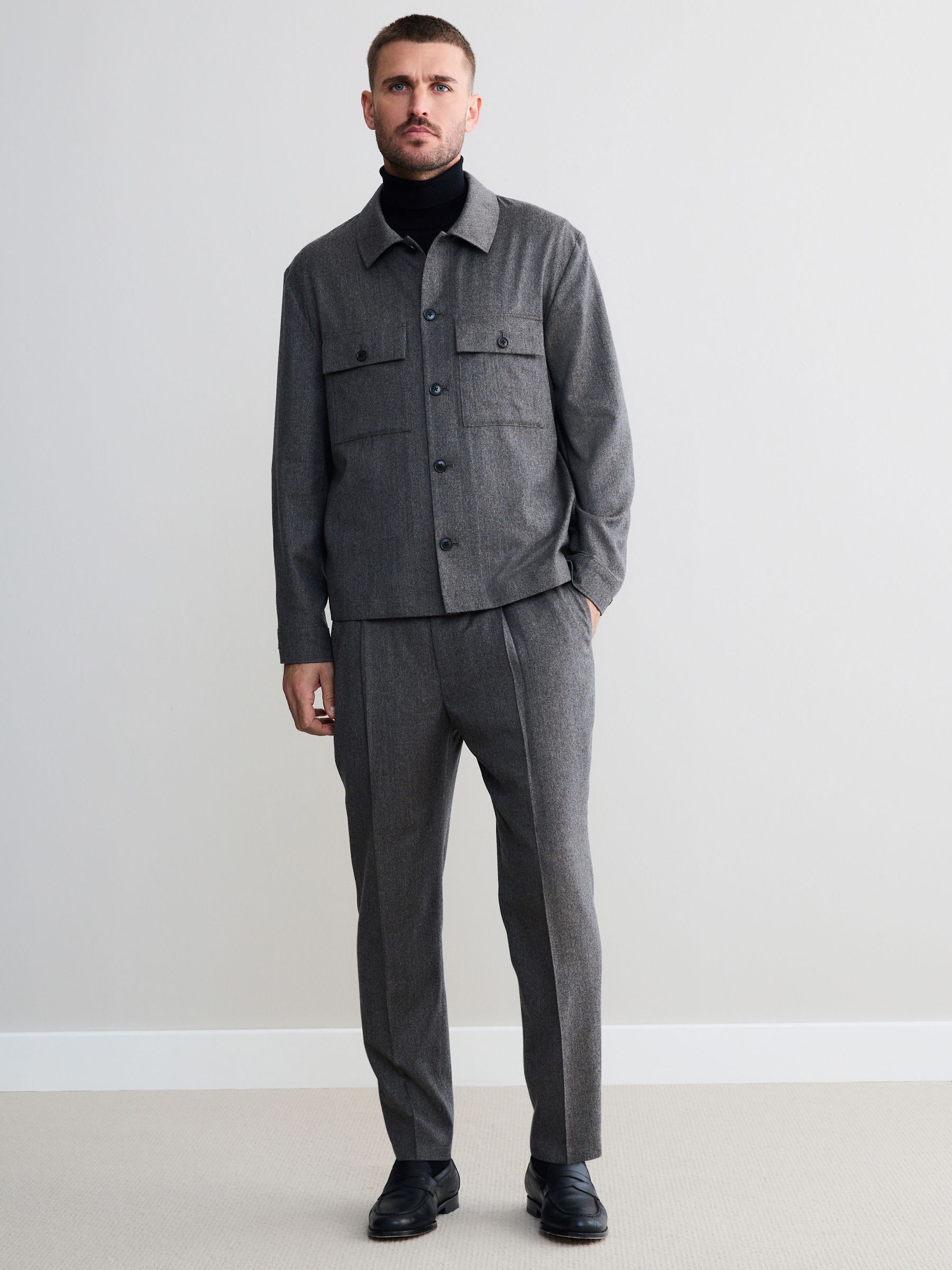 Naturel bruin - Signature Regular Tapered 100% REDA Marino Wool Smart Trousers With Elasticated Back