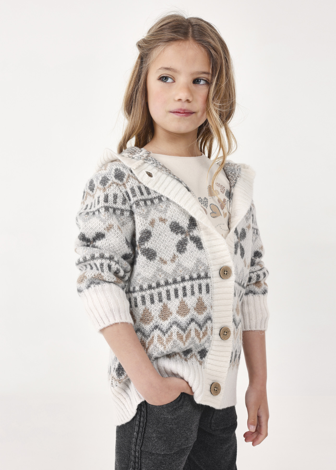 Cardigã jacquard para menina