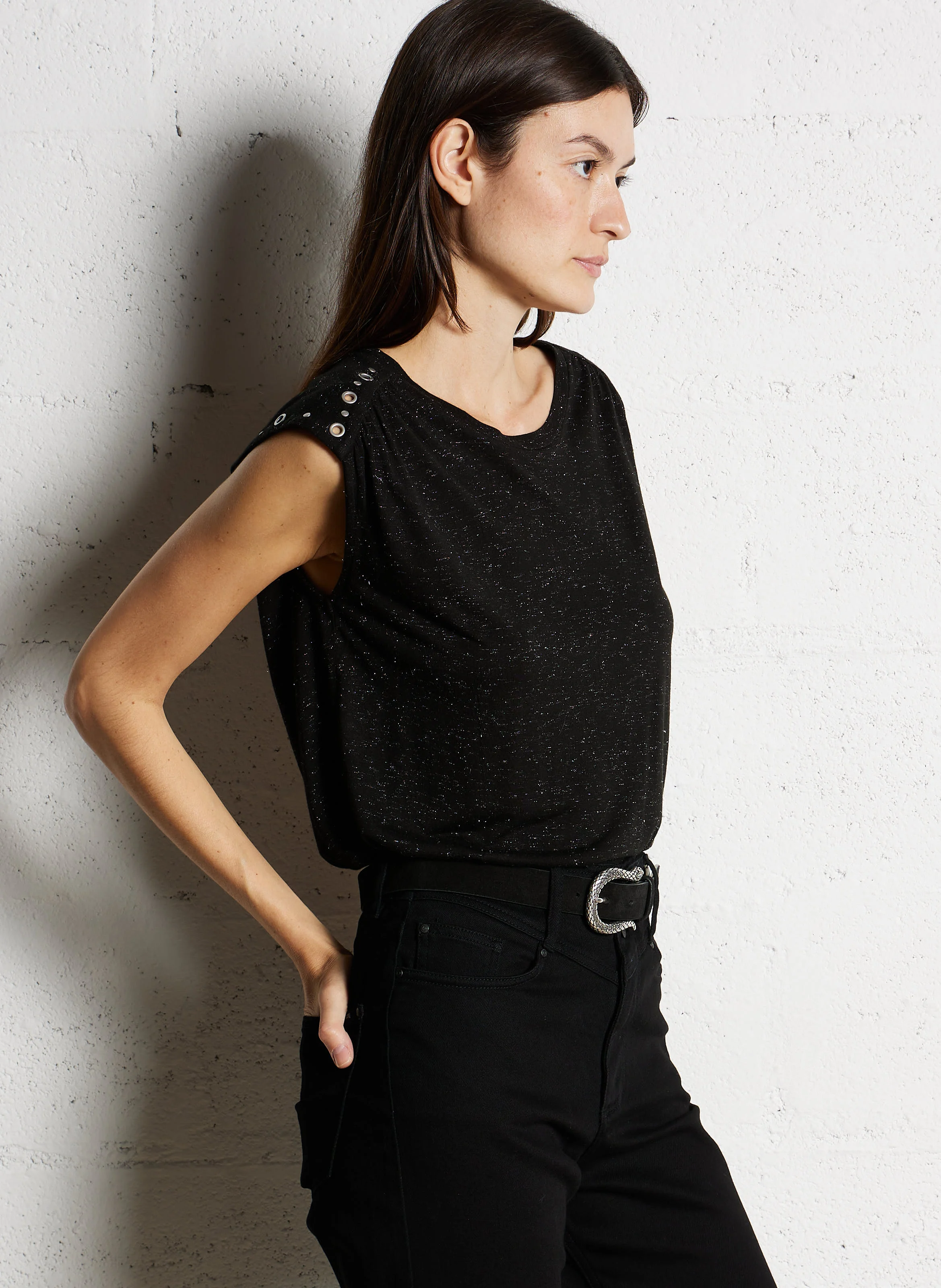 Tee-shirt col rond| Noir