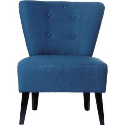Fauteuil d'accueil BRIGHTON - Piétement en hêtre massif coloris noir - tissu bleu