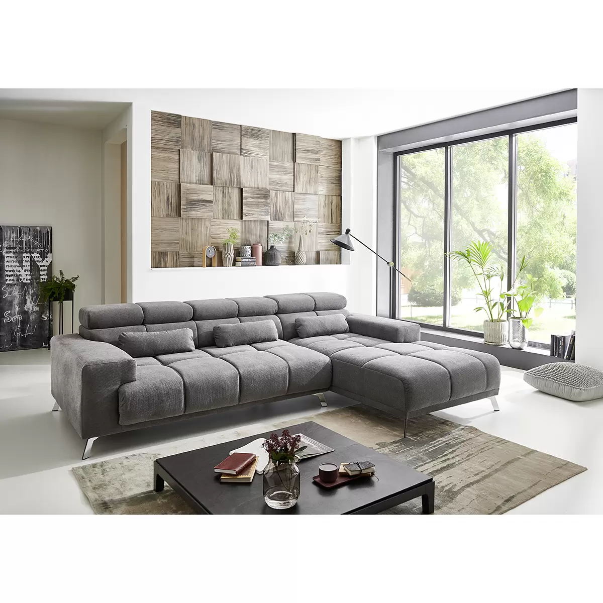 Ecksofa Splügen 105 x 222 Grau