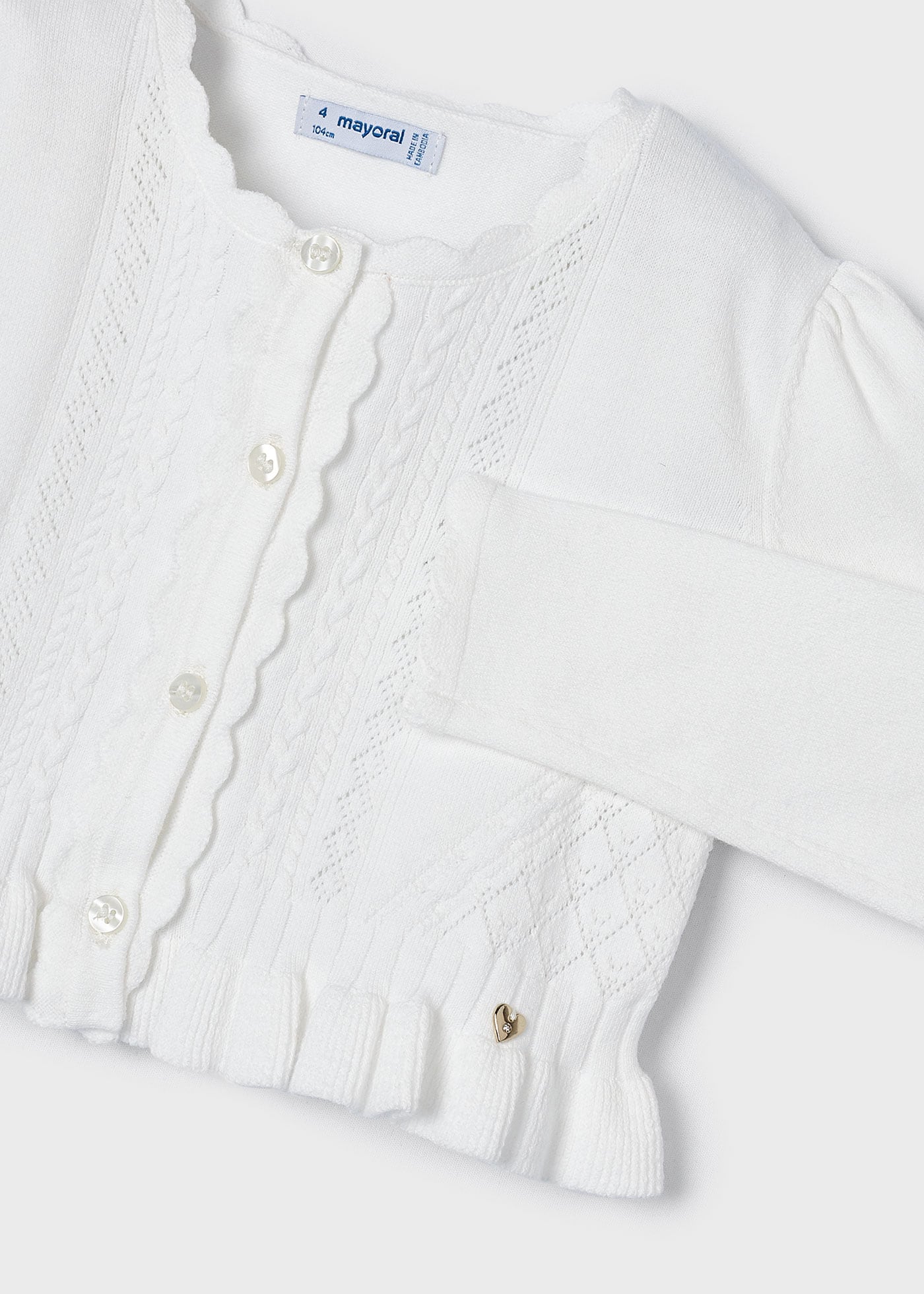 Casaquinho Better Cotton com detalhes vazados para meninas, branco