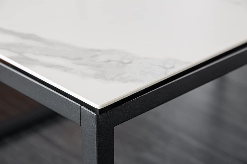 Design Couchtisch SYMBIOSE 100cm Marmor weiß Keramik made in Italy