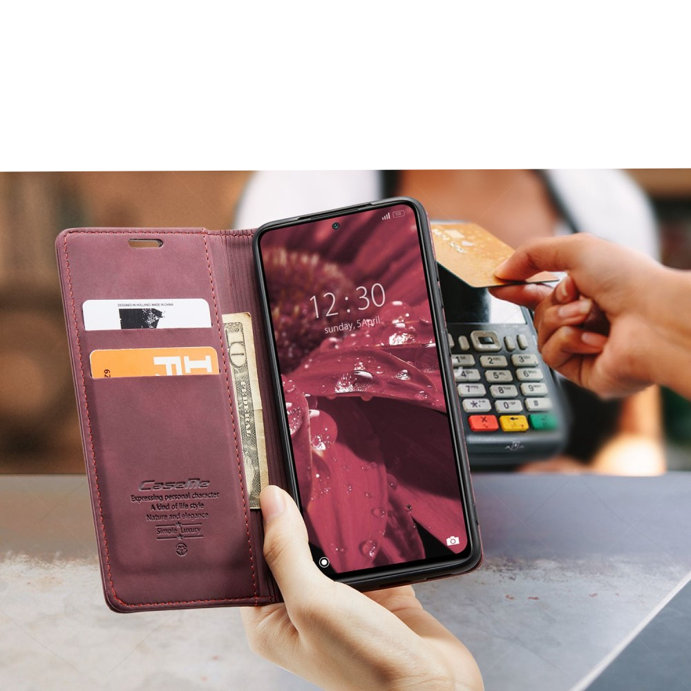 Xiaomi 12 Leder Tasche Flip Wallet Etui mit Kartenfächern - Rot