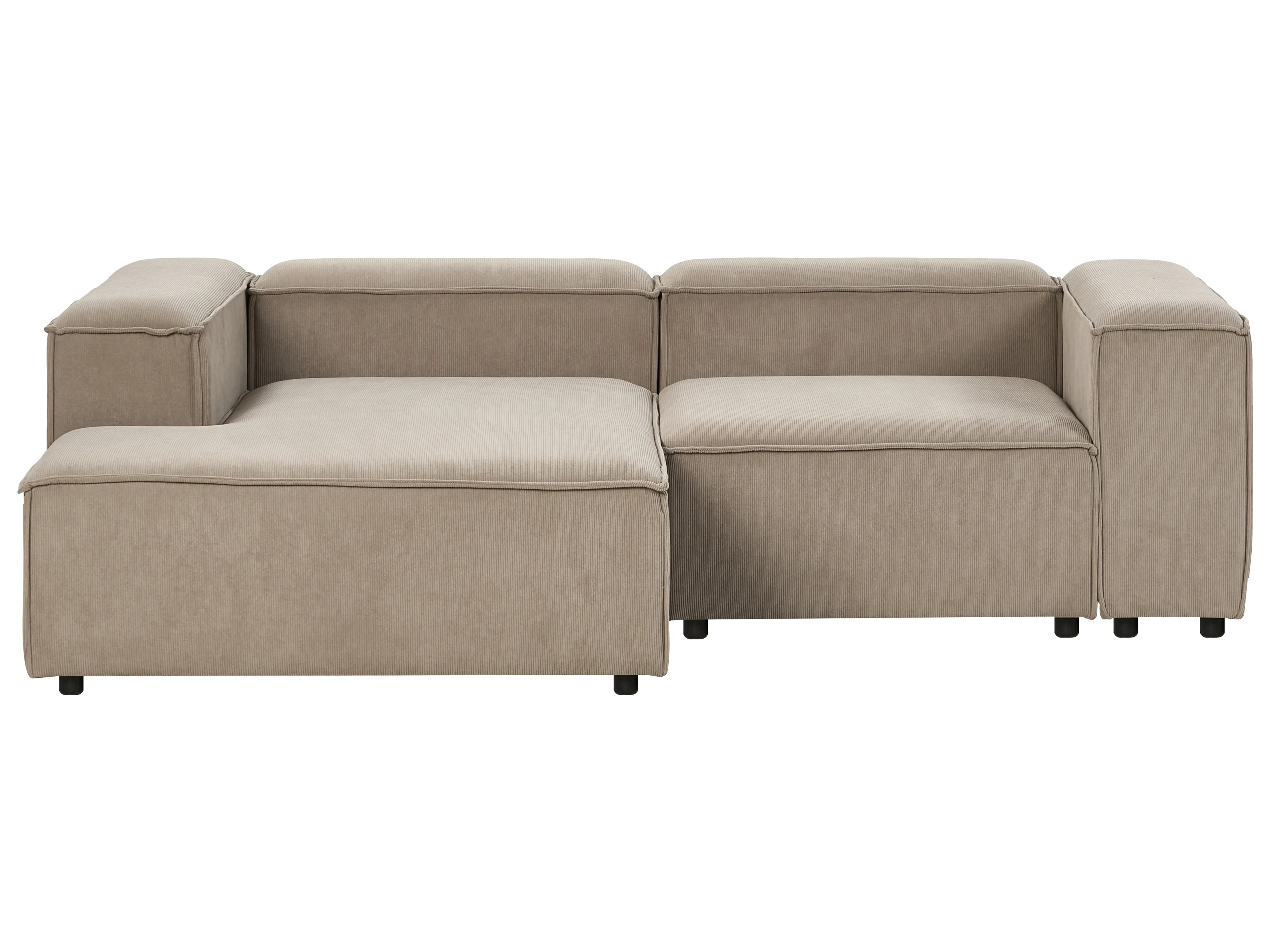 Modulaire hoekbank 3-zits ARDAL Corduroy Lichtbruin met ottomaan rechtszijdig