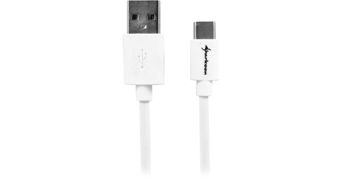 SharkoonUSB-A 2.0 - USB-C kabel  (Wit, 1 meter)
