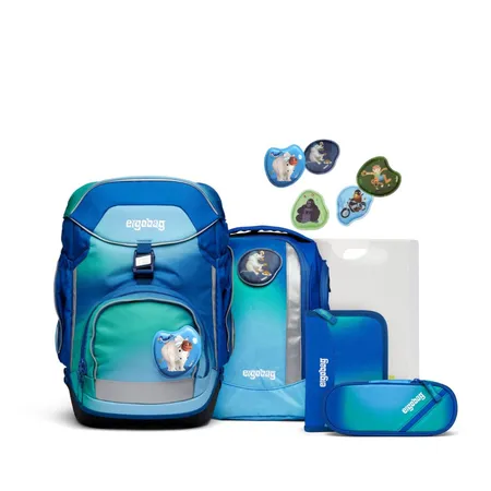 ergobag PACK Schulrucksack-Set DschungelfieBär Colour Splash Edition, 6-teilig