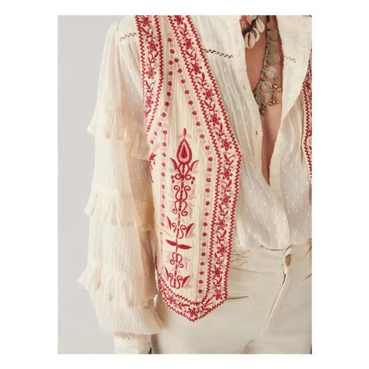 Maison Hotel Veston Brodé  | Rouge chiné - Ecru