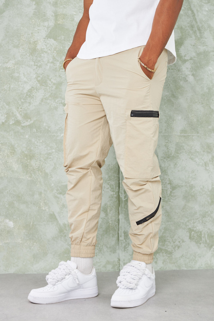 Pantalon beige en toile à poches