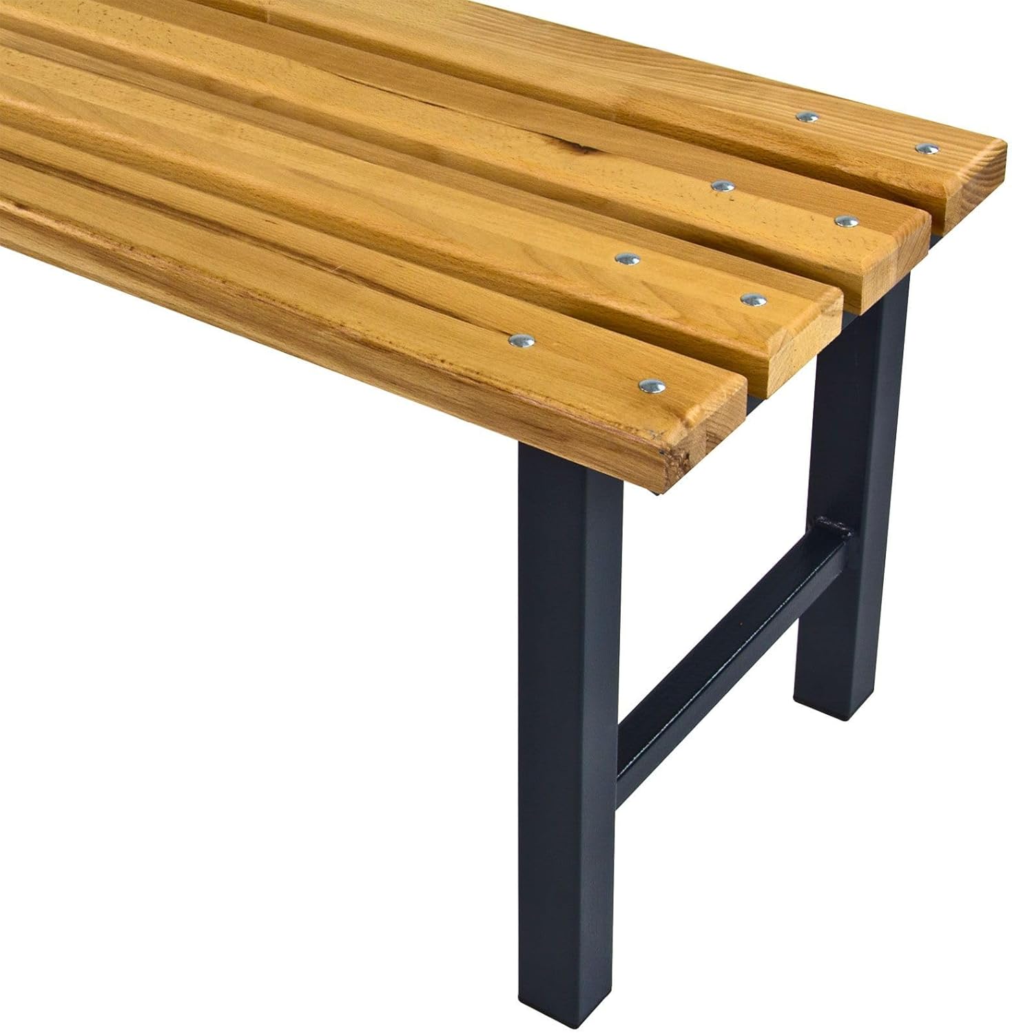 Umkleidebank 200x40x42 cm – Sitzbank ohne Schuhrost – Massives Buchenholz & Stahlgestell – Robuste Garderobenbank für Sport, Fitness, Schule & Betrieb – Turnbank Sozialraumbank