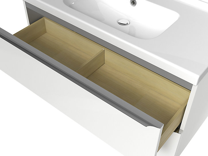Meuble sous vasque à suspendre GoodHome Imandra blanc 100 cm + plan vasque Lana