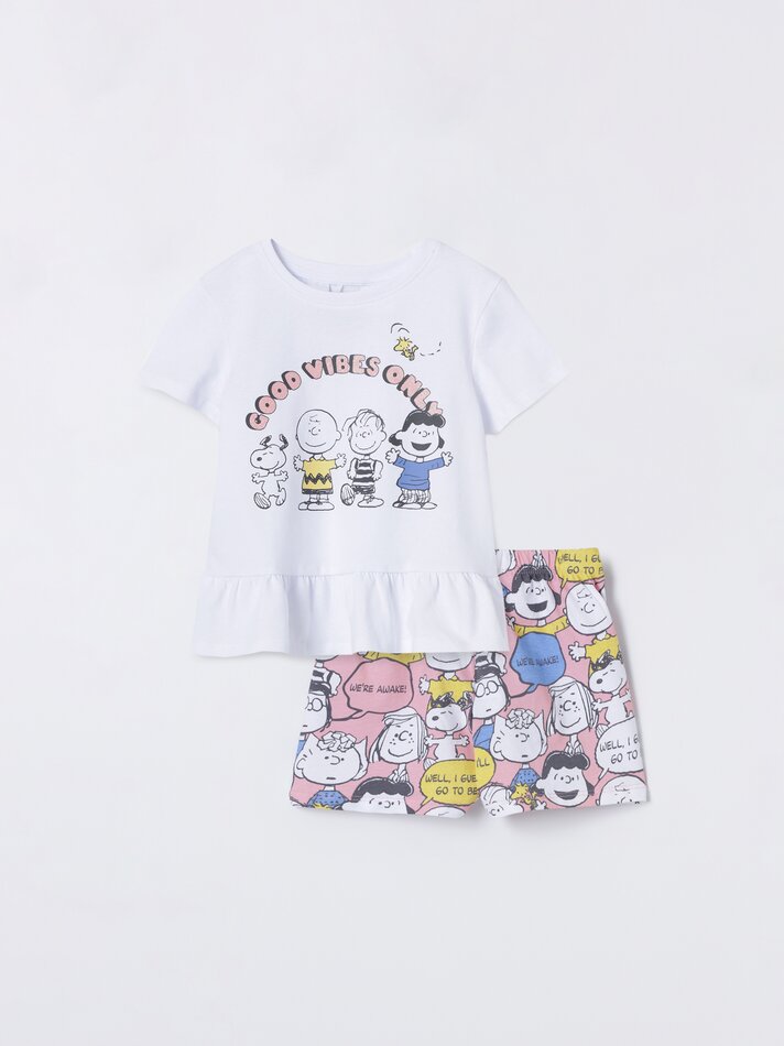 Conjunto de pijama curto estampado Snoopy Peanuts™ - Branco Sujo