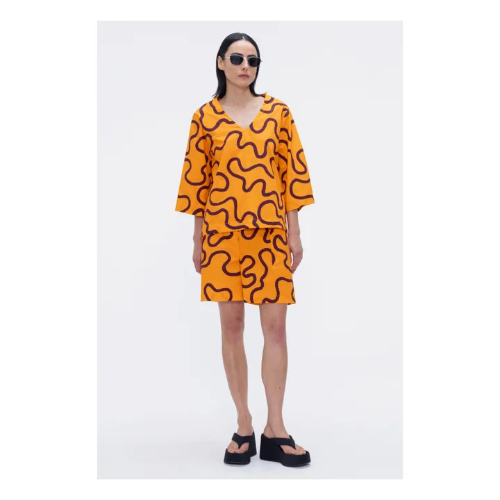 Our Sister Chemise Blossom Imprimée Popeline de Coton | Orange